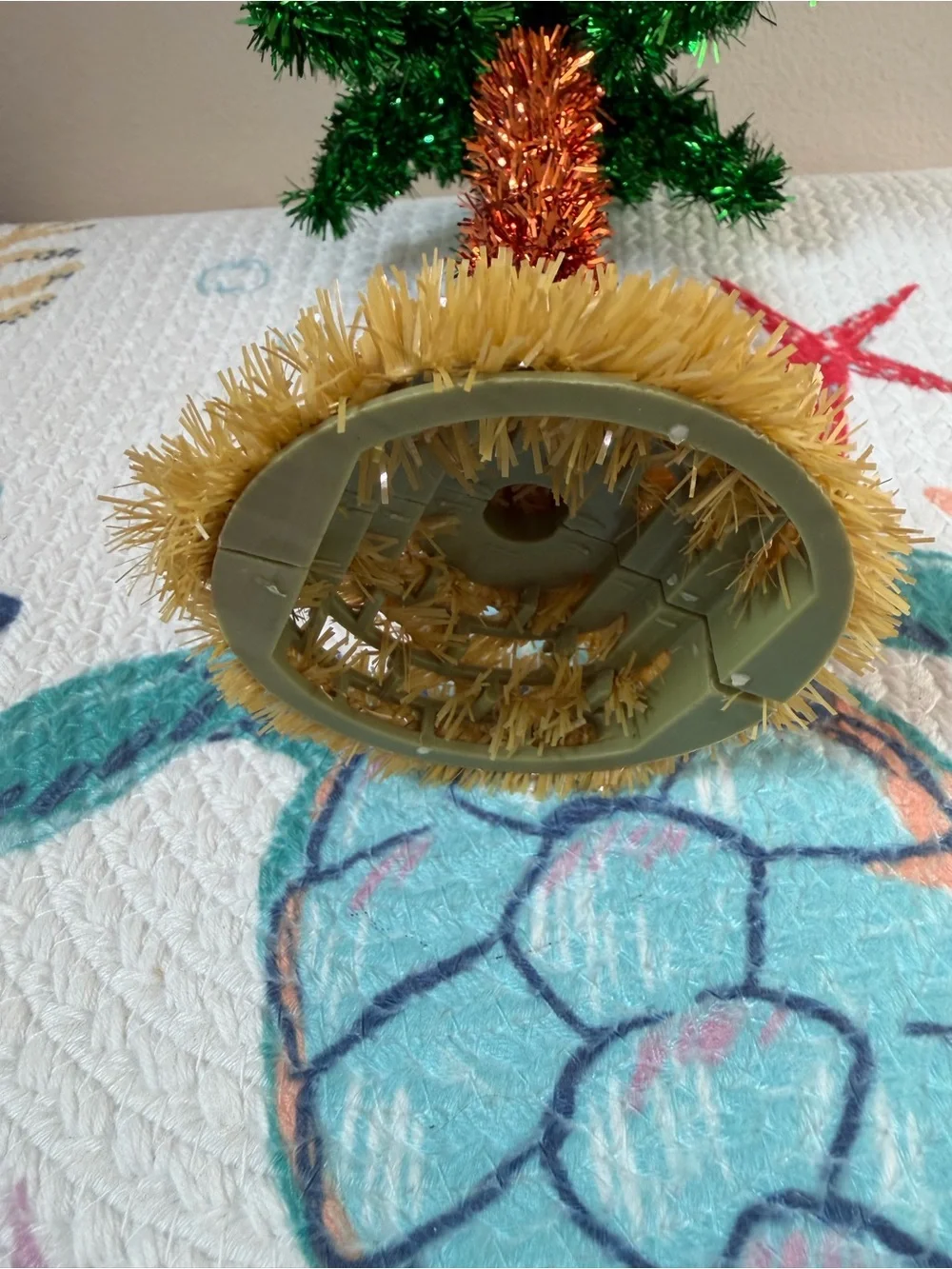 Palm Tree 3D Table Decor - Green & Gold Tinsel Set of 4